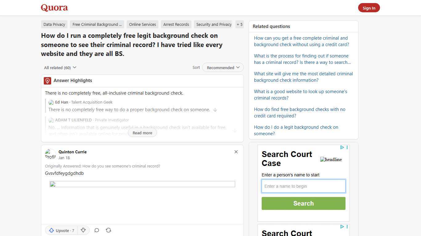 How to run a completely free legit background check on someone to see their criminal record - Quora
